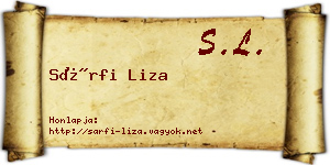 Sárfi Liza névjegykártya